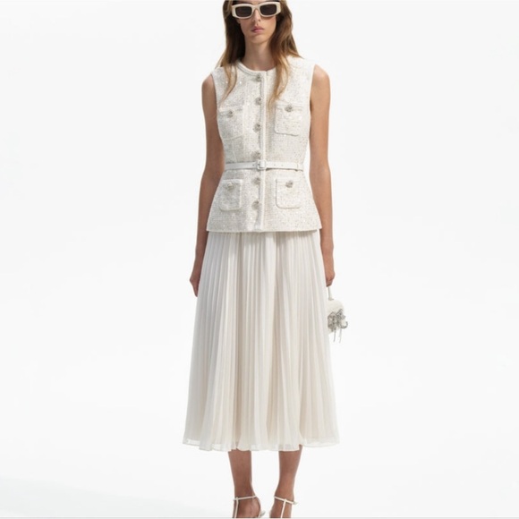 Self-Portrait Dresses & Skirts - Self-Portrait White Midi A-Line Skirt